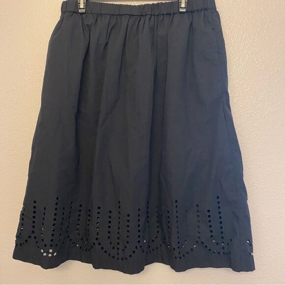 Gap Vintage black laser cut whimsy Goth midi a line pull on waist Skirt L - Picture 3 of 10